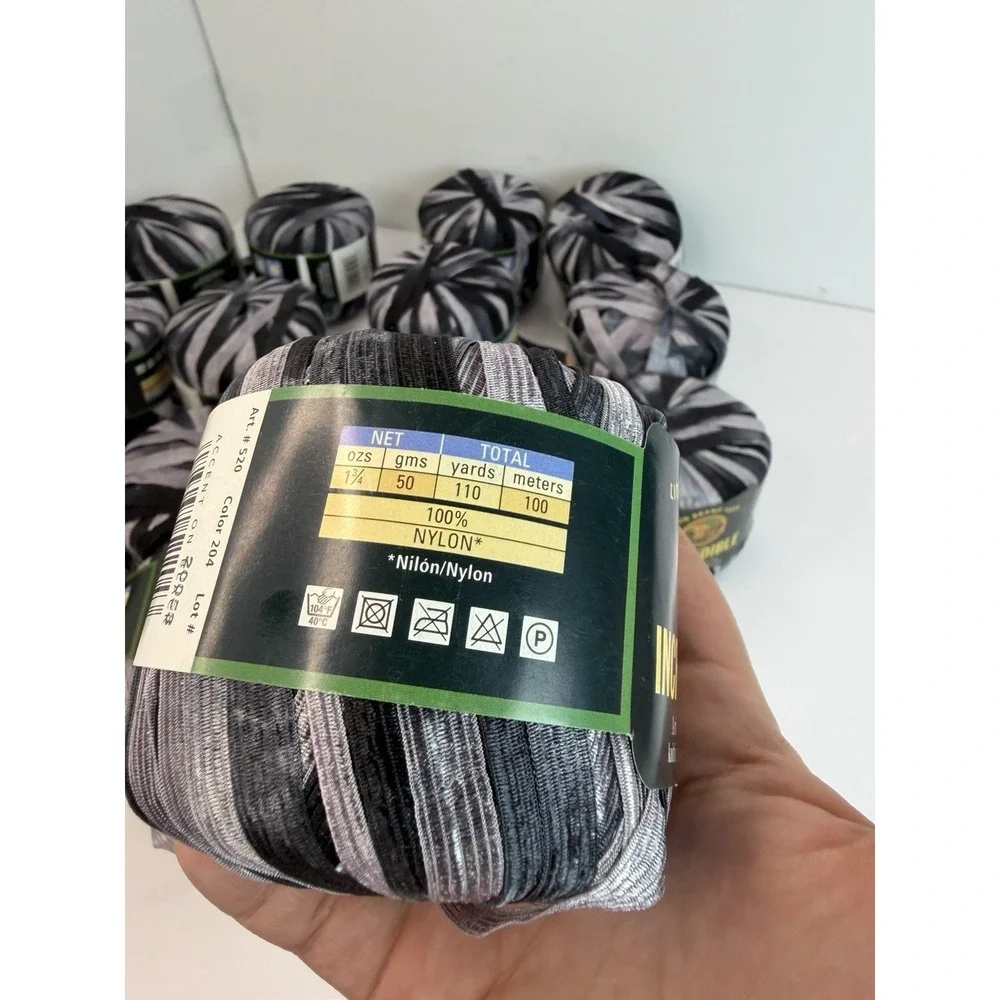 Lion Brand Yarn Incredible Ribbon Yarn Lot 14 Accent On Black Not Same Dye Lot
